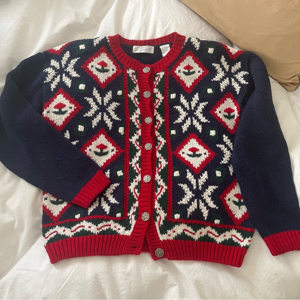 Vintage Lauren Grey Christmas Knit Sweater